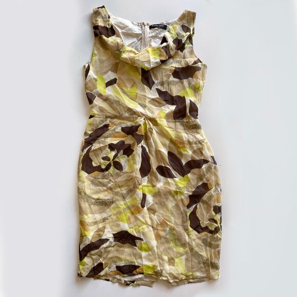Vintage 90's Ellen Tracy 100% Silk Floral Sheath Dress Made in USA - Picture 1 of 8